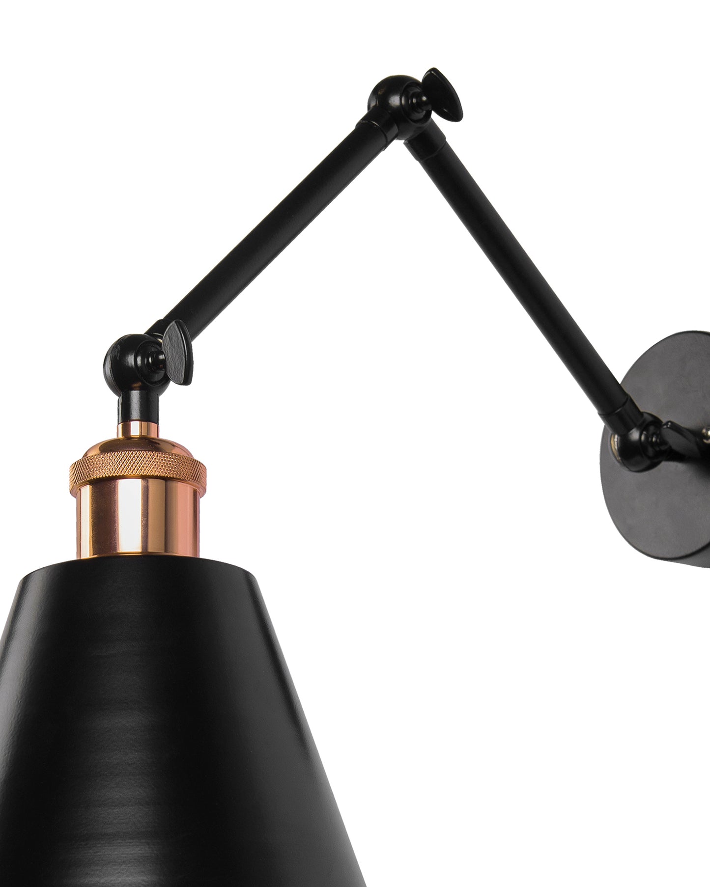 Edison Black 360 Guard Shade Wall Lamp, Vintage Industrial Loft, E27 Holder, Decorative, Swing Wall Light, Triple movement