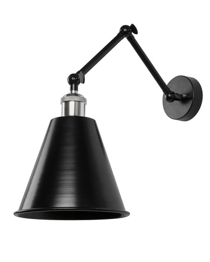 Edison Black 360 Guard Shade Wall Lamp, Vintage Industrial Loft, E27 Holder, Decorative, Swing Wall Light, Triple movement