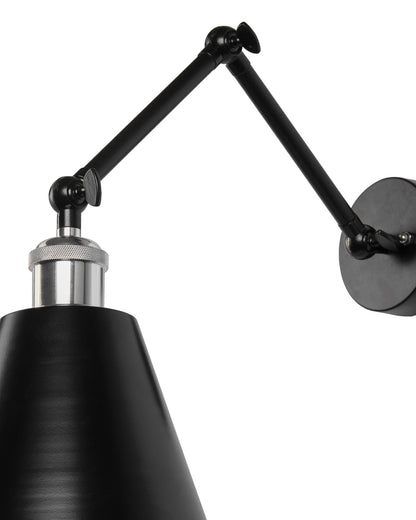 Edison Black 360 Guard Shade Wall Lamp, Vintage Industrial Loft, E27 Holder, Decorative, Swing Wall Light, Triple movement
