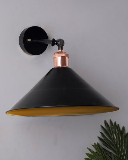 Edison Wall Black Barn Cone Shade Lamp, Vintage Industrial Loft, E27 Holder, Decorative, Swing Wall Light