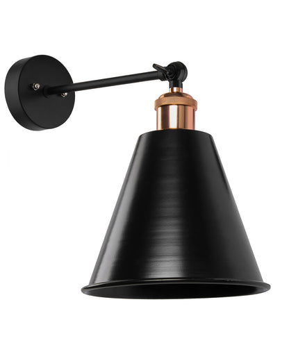 Edison Wall Black Gaurd Shade Lamp, Vintage Industrial Loft, E27 Holder, Decorative, Black Swing Wall Light