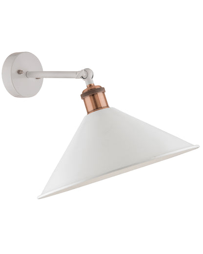 Edison Wall White Barn Cone Shade Lamp, Vintage Industrial Loft, E27 Holder, Decorative, Swing Wall Light