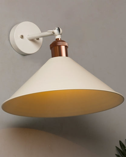 Edison Wall White Barn Cone Shade Lamp, Vintage Industrial Loft, E27 Holder, Decorative, Swing Wall Light