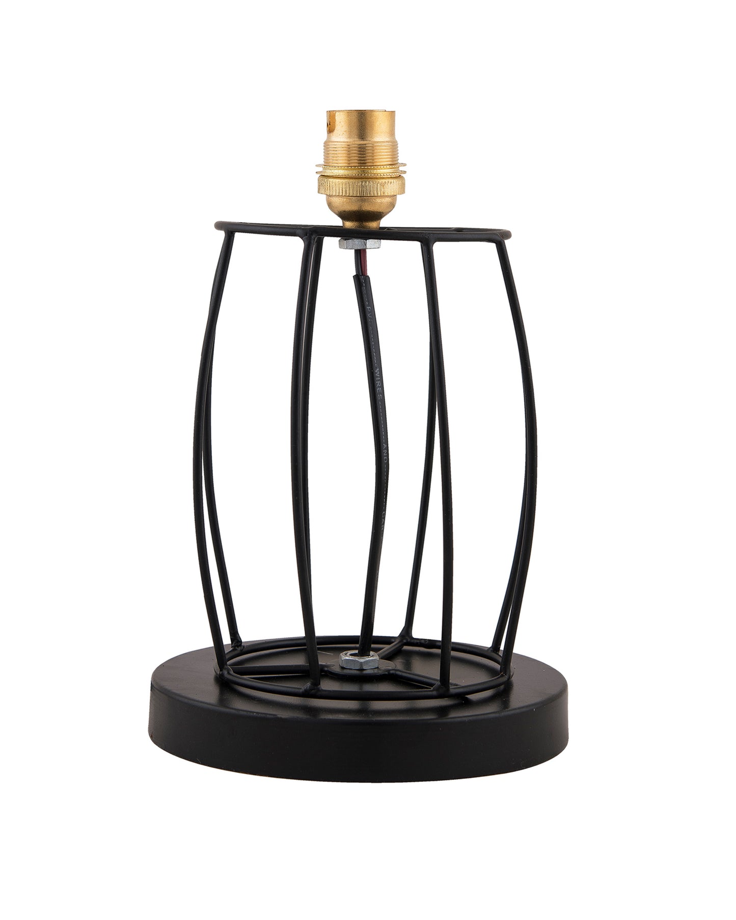 Modern Table Lamp, Metal Wire Cage Base with Long Fabric Cone Shape Lampshade for Home Office Cafe Restaurant