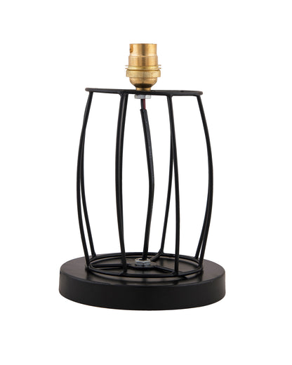 Modern Table Lamp, Metal Wire Cage Base with Long Fabric Cone Shape Lampshade for Home Office Cafe Restaurant