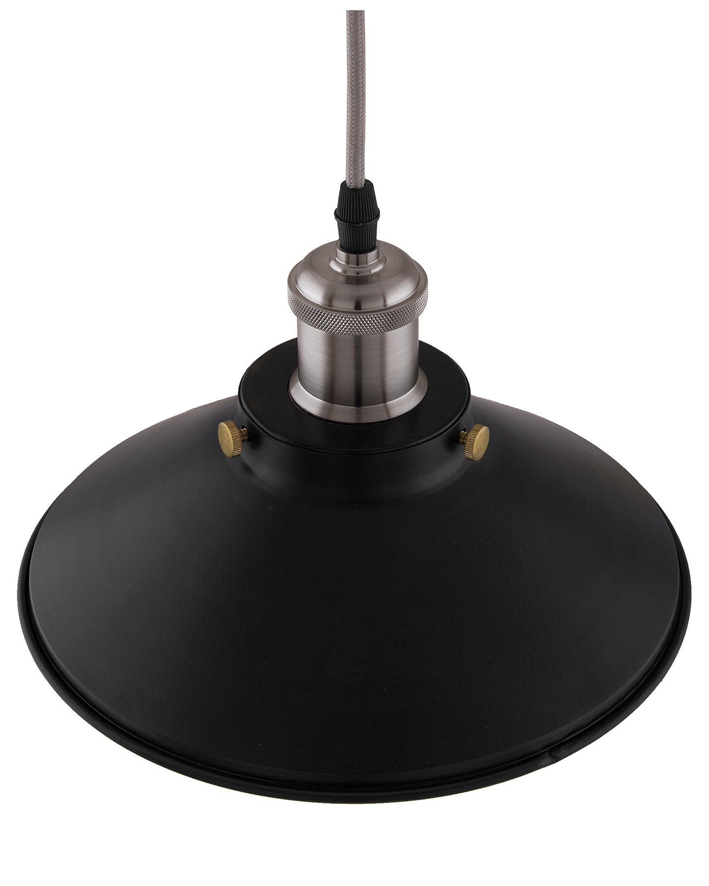 Single Black Cone Pendant with Nickel Holder, E27, Modern Nordic Hanging Ceiling Light