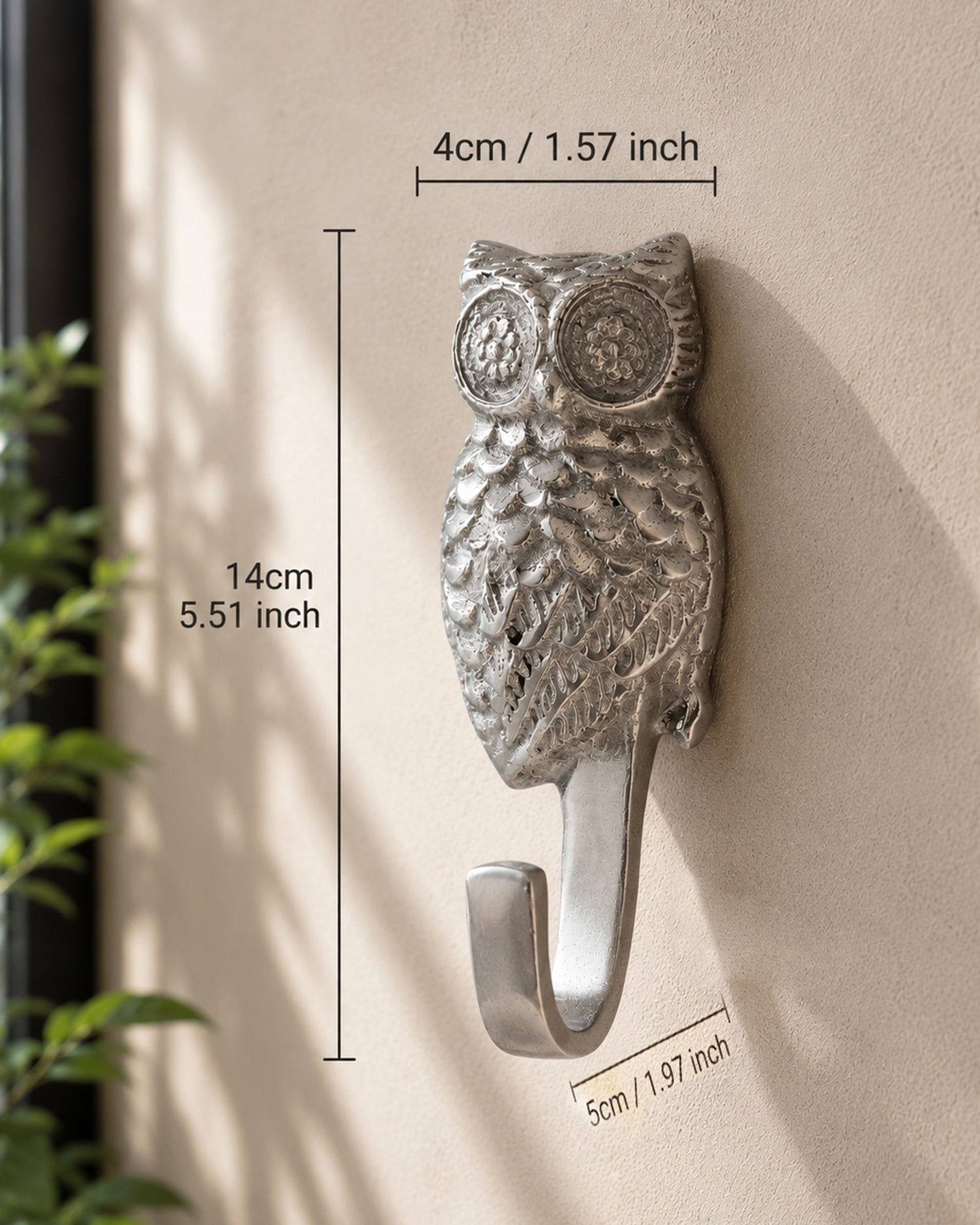 Handmade Owl Wall Hook Decorative - Antique Aluminium Wall Mounted Utility Hooks - Large Decorative heavy Duty Hooks For Mounting, Set of 2