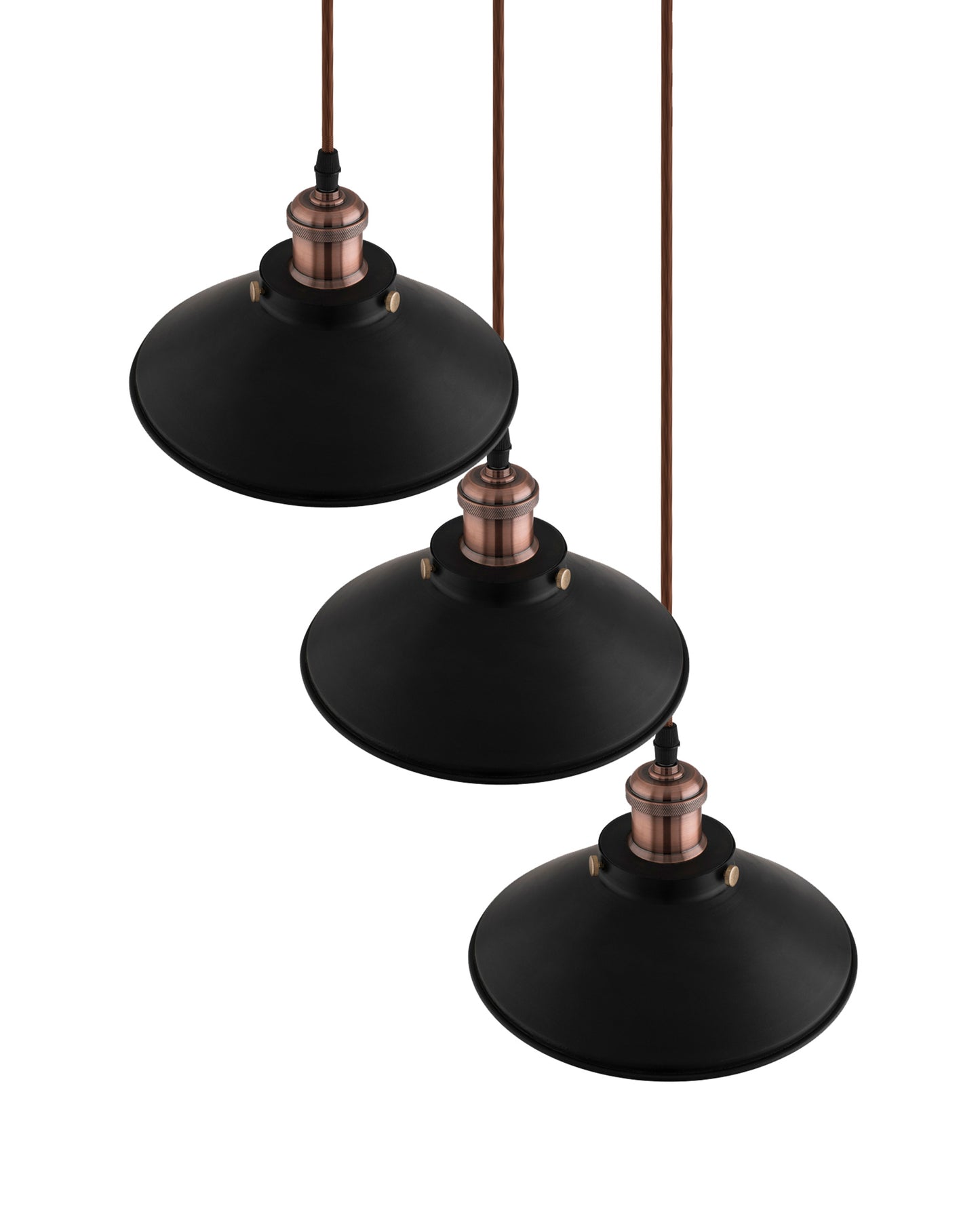 3-Lights Round Cone Shade Cluster Chandelier Hanging Light, Decorative, Black, Kitchen Area and Dining Room Light, LED/Filament Light