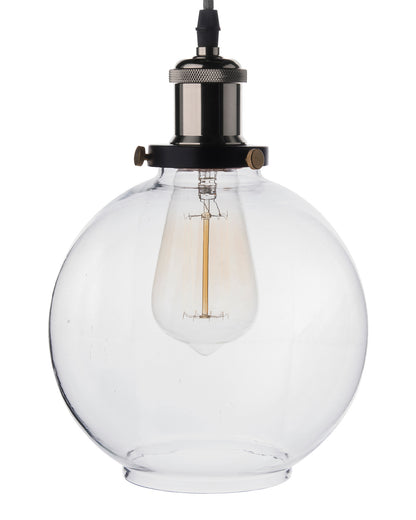 Industrial Kitchen Glass Globe Pendant Light , Antique Filament Hanging Ceiling Fixture, Nickel