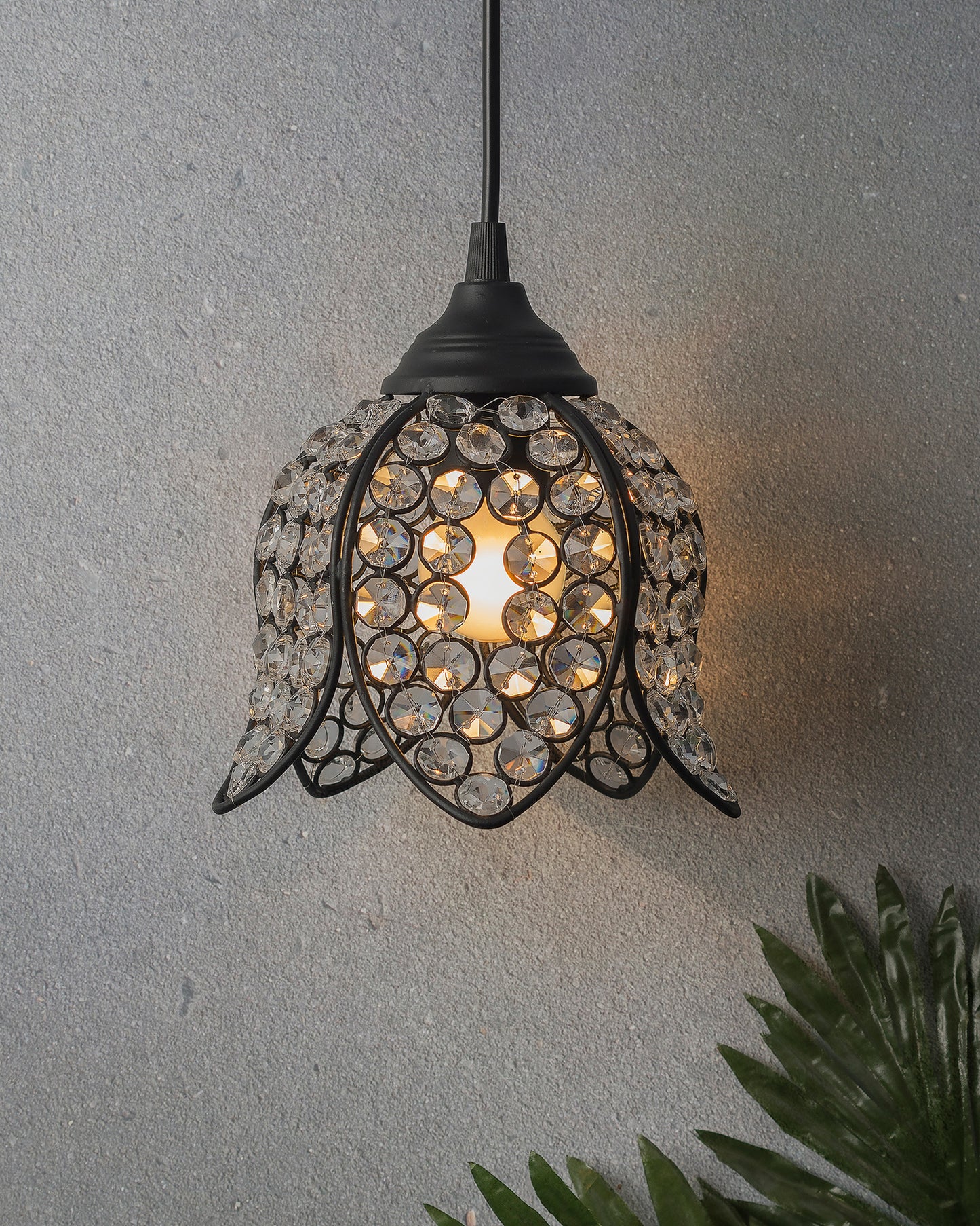 Crystal Hanging Lotus Pendant Light