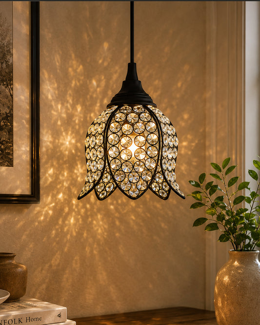 Crystal Hanging Lotus Pendant Light
