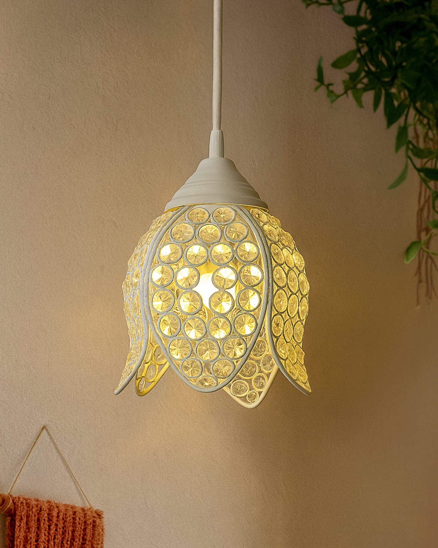 Crystal Hanging Lotus Pendant Light