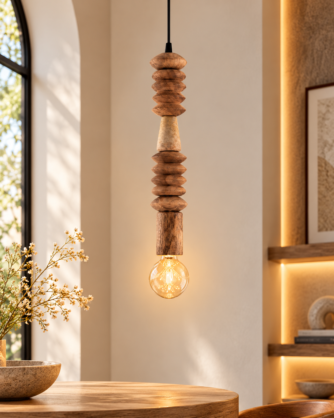 Rustic Spiral Beaded Swag Pendant, Balcony Bar Cafe Living Dining Room, Retro Loft Light, Ceiling Hanging Light
