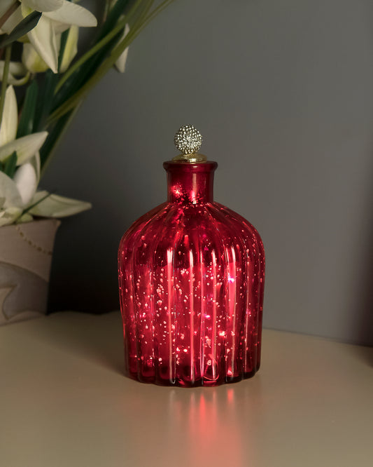 Mercury Red Flat Base Bottle Copper Star String Lights , Warm White LED Fairy Lights