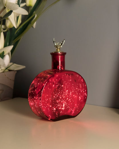 Mercury Red Round Bottle Copper Star String Lights , Warm White LED Fairy Lights