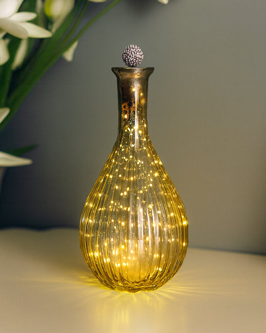 Mercury Gold Ovoid Bottle Copper Star String Lights , Warm White LED Fairy Lights
