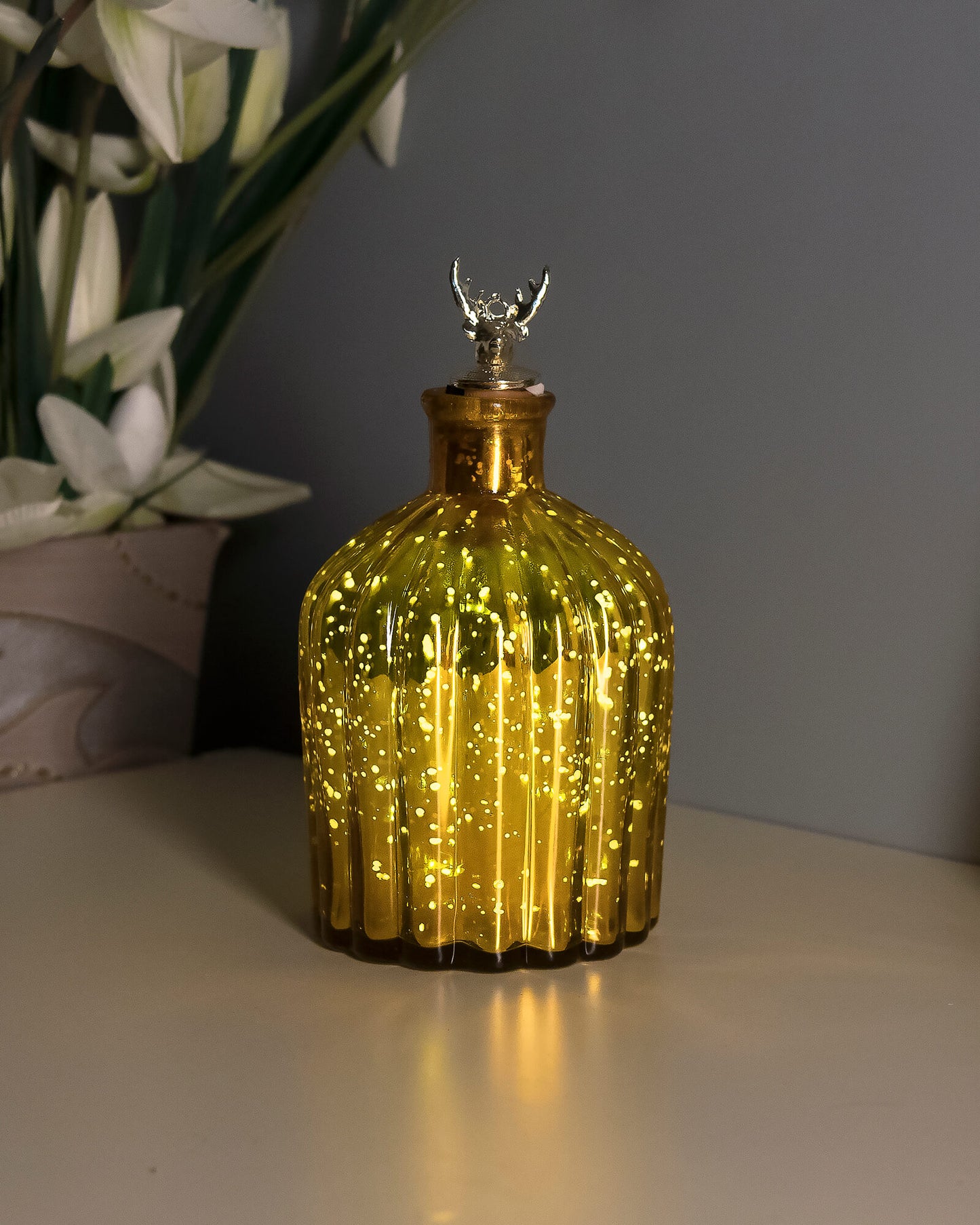 Mercury Gold Flat Base Bottle Copper Star String Lights , Warm White LED Fairy Lights