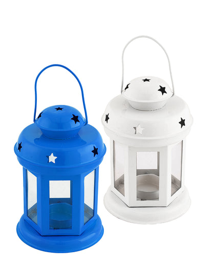 Star Light Decorative Metal Lantern Indoor/Outdoor Hanging Lantern, Set of 2 Designer Candle Tealight Holder