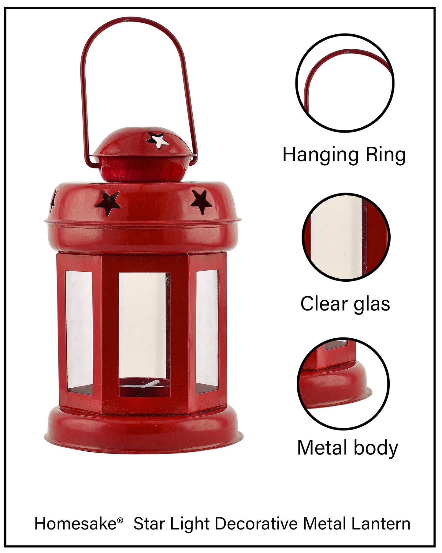 Set of 4 Star Light Decorative Metal Lantern Indoor/Outdoor Hanging Lantern, Designer Candle Tealight Holder