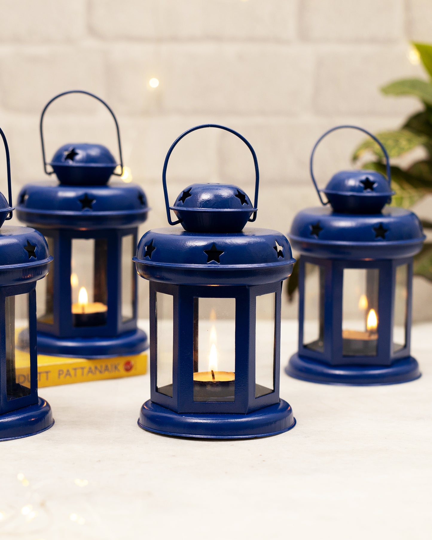 Set of 4 Star Light Decorative Metal Lantern Indoor/Outdoor Hanging Lantern, Designer Candle Tealight Holder