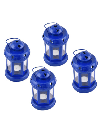 Set of 4 Star Light Decorative Metal Lantern Indoor/Outdoor Hanging Lantern, Designer Candle Tealight Holder