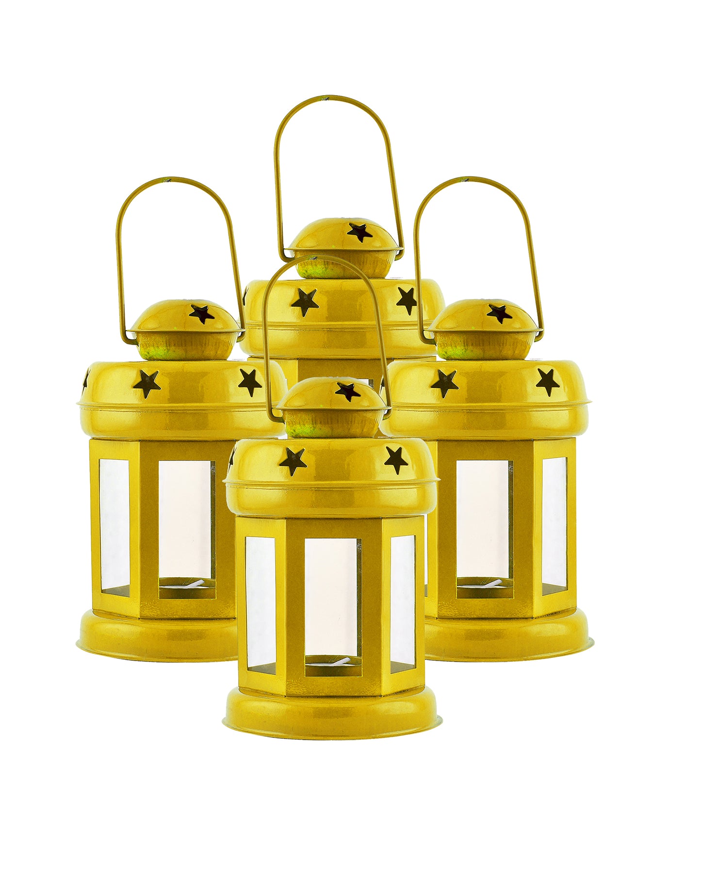 Set of 4 Star Light Decorative Metal Lantern Indoor/Outdoor Hanging Lantern, Designer Candle Tealight Holder