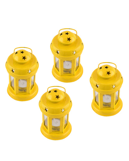 Set of 4 Star Light Decorative Metal Lantern Indoor/Outdoor Hanging Lantern, Designer Candle Tealight Holder