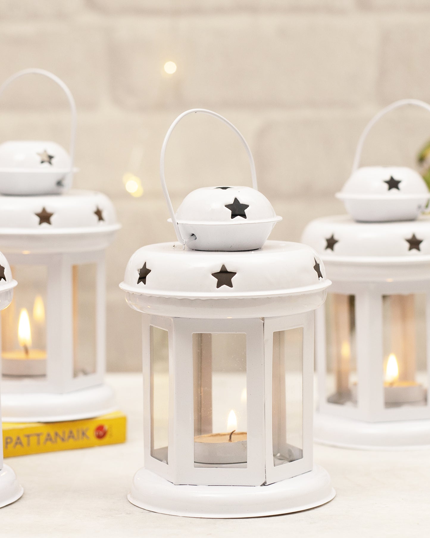 Set of 4 Star Light Decorative Metal Lantern Indoor/Outdoor Hanging Lantern, Designer Candle Tealight Holder