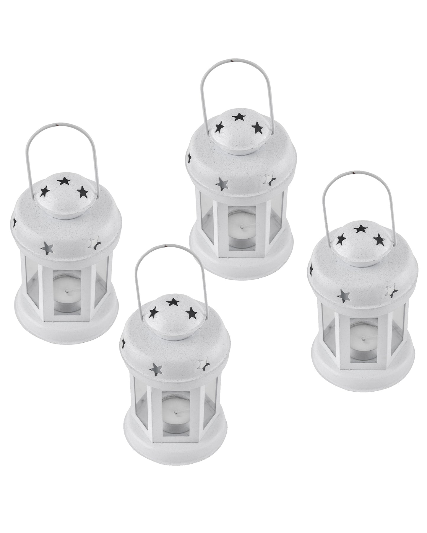 Set of 4 Star Light Decorative Metal Lantern Indoor/Outdoor Hanging Lantern, Designer Candle Tealight Holder
