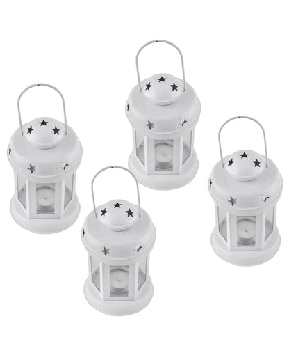 Set of 4 Star Light Decorative Metal Lantern Indoor/Outdoor Hanging Lantern, Designer Candle Tealight Holder
