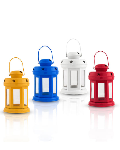 Set of 4 Star Light Decorative Metal Lantern Indoor/Outdoor Hanging Lantern, Designer Candle Tealight Holder