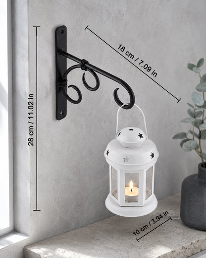 Wall Star Light Decorative Metal Lantern Indoor/Outdoor Hanging Lantern, Set of 2 Designer Candle Tealight Holder with Wall Hook