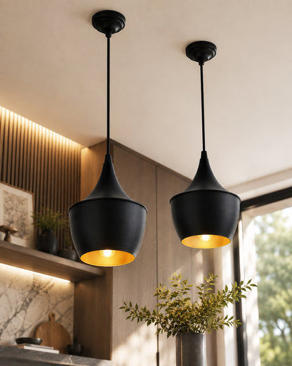 Homesake® E26/E27 Single Head Metal Pear Shade Pendant Vintage Hanging Ceiling Light, pack of 2