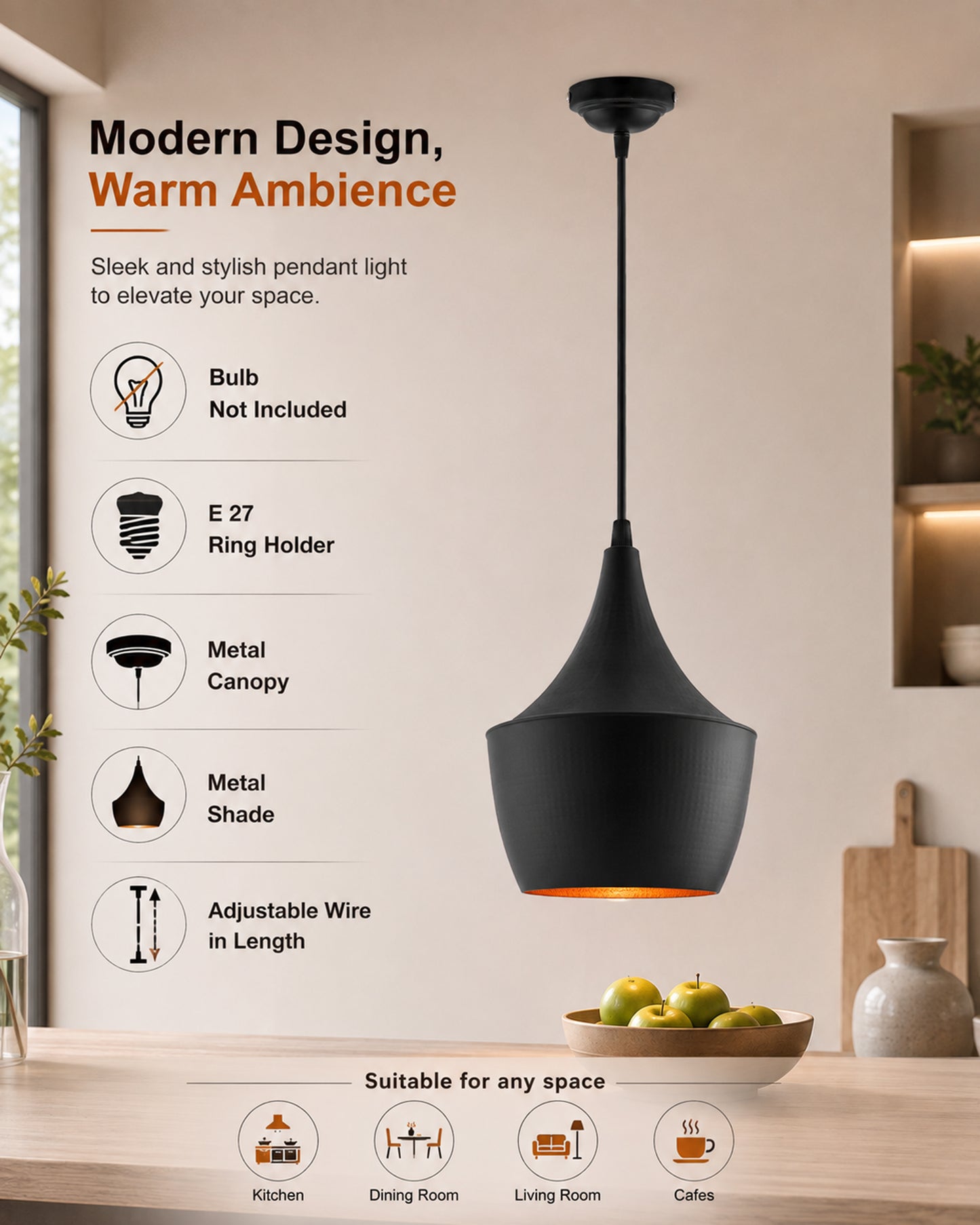 Homesake® E26/E27 Single Head Metal Pear Shade Pendant Vintage Hanging Ceiling Light, pack of 2