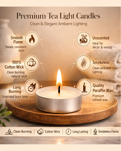 Wax Tealight Candles, Set of 100