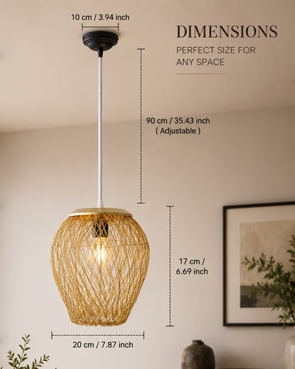 Hanging Golden Steel Wire Mesh Pendant, hanging light, lamp