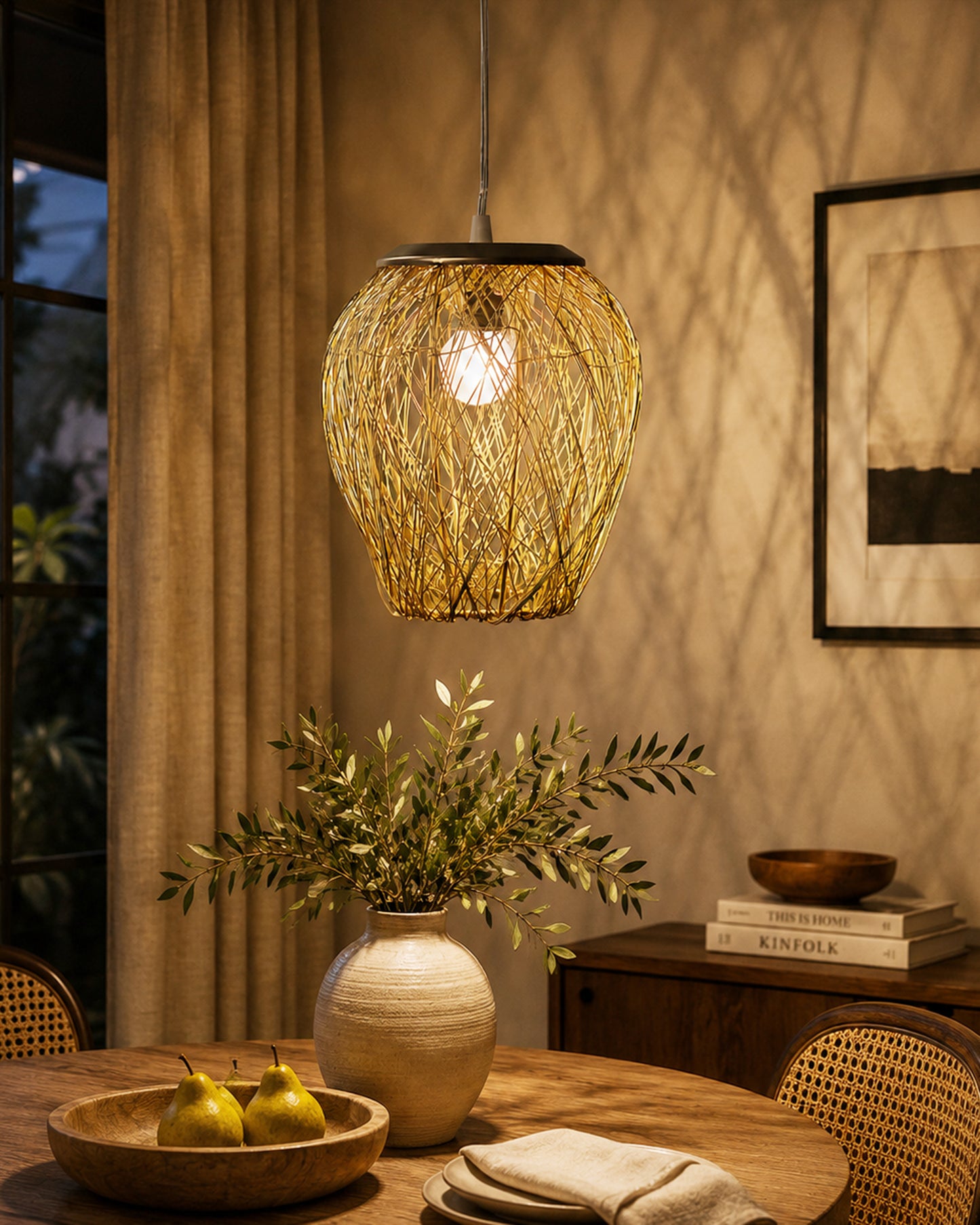 Hanging Golden Steel Wire Mesh Pendant, hanging light, lamp