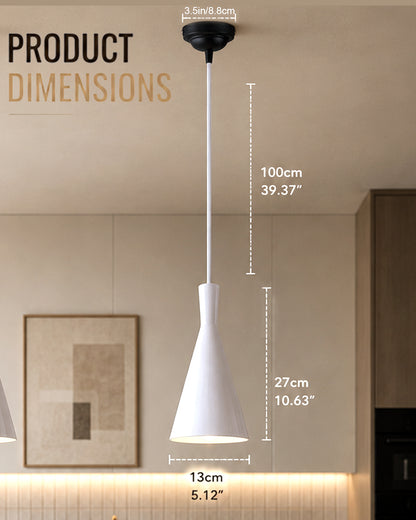 E26/E27 Single Head Metal Shade Pendant Vintage Hanging Ceiling Light, White Set of 2