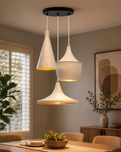3-Lights Round Cluster Chandelier Modern Medium Tri-Nordic hanging Light, E27 Holder, Decorative, White, URBAN Retro, Nordic Style, LED/Filament Bulb