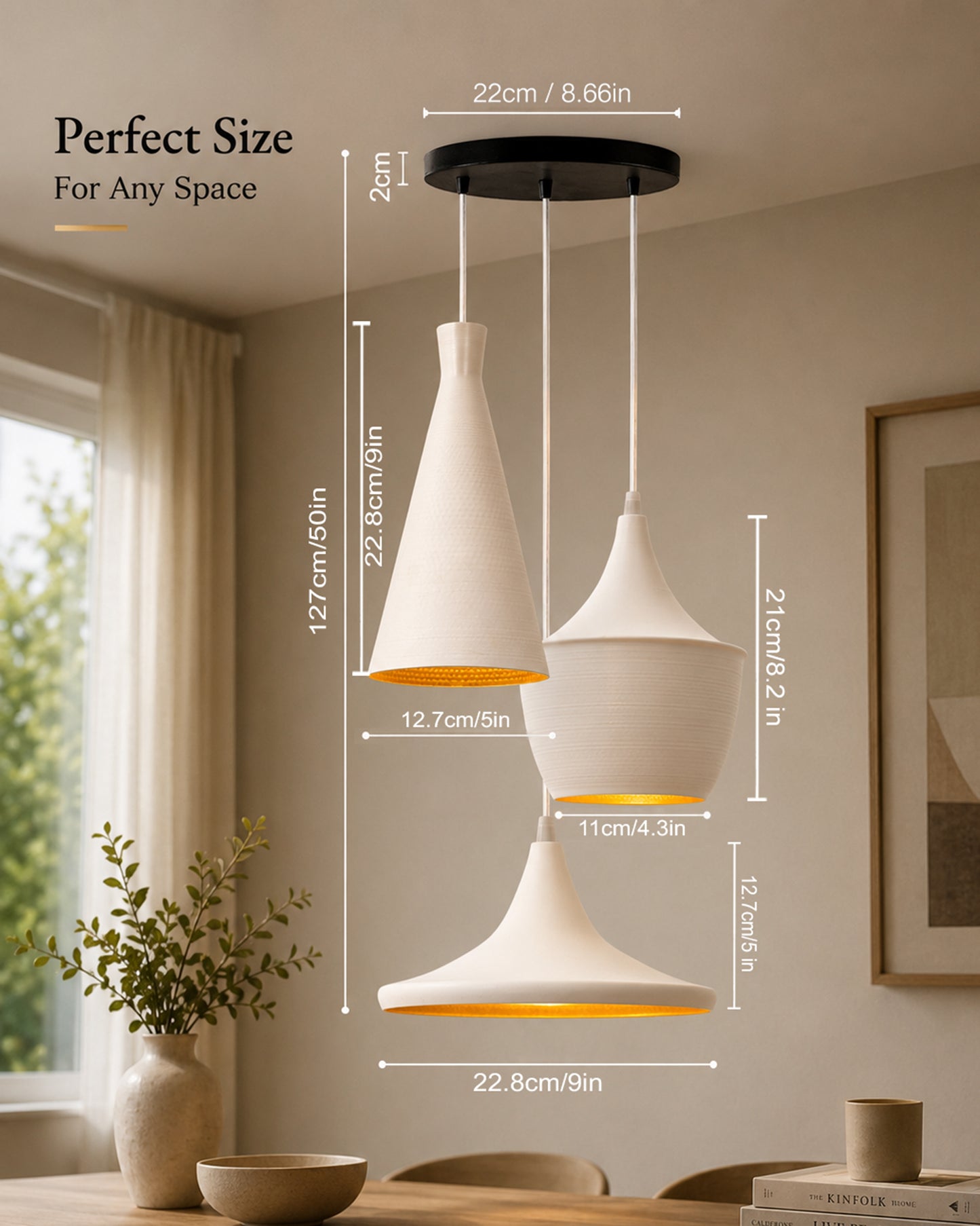3-Lights Round Cluster Chandelier Modern Medium Tri-Nordic hanging Light, E27 Holder, Decorative, White, URBAN Retro, Nordic Style, LED/Filament Bulb