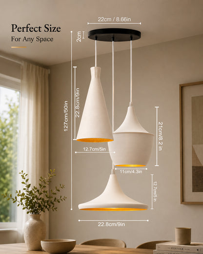 3-Lights Round Cluster Chandelier Modern Medium Tri-Nordic hanging Light, E27 Holder, Decorative, White, URBAN Retro, Nordic Style, LED/Filament Bulb