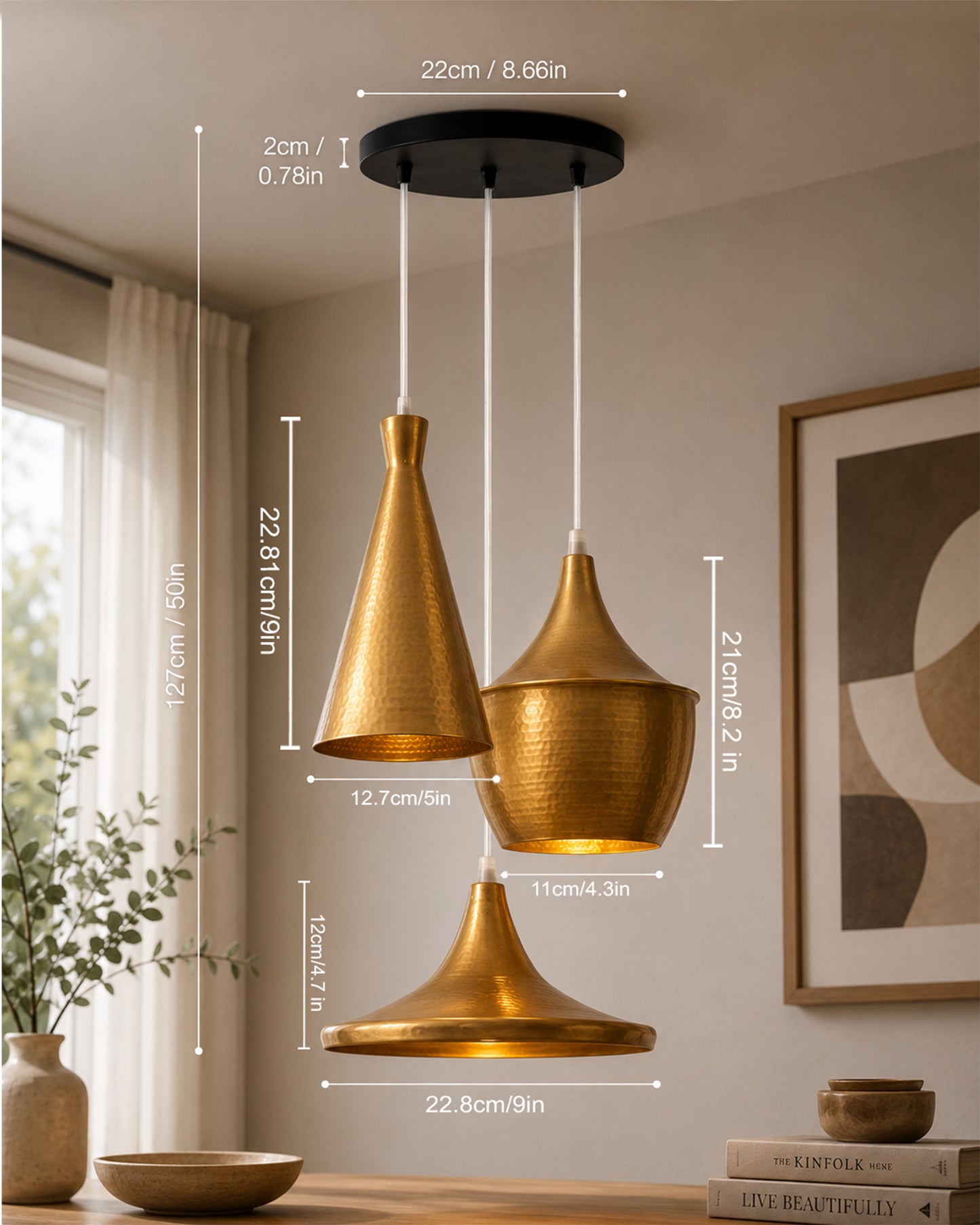 3-Lights Round Cluster Chandelier Modern Medium Tri-Nordic hanging Light, E27 Holder, Decorative, URBAN Retro, Nordic Style, LED/Filament Bulb