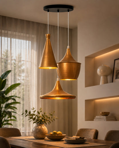 3-Lights Round Cluster Chandelier Modern Medium Tri-Nordic hanging Light, E27 Holder, Decorative, URBAN Retro, Nordic Style, LED/Filament Bulb