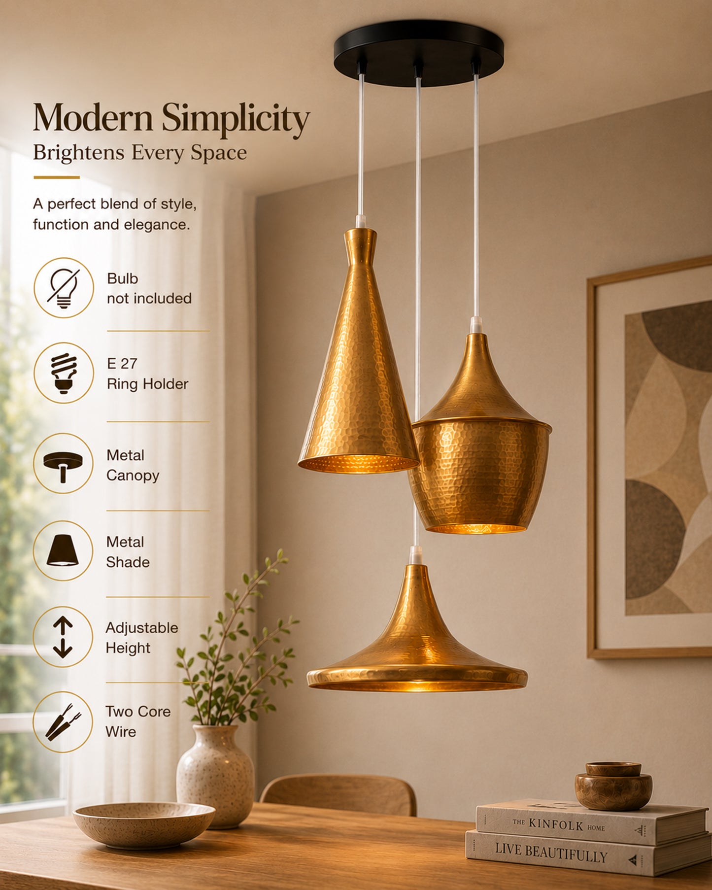 3-Lights Round Cluster Chandelier Modern Medium Tri-Nordic hanging Light, E27 Holder, Decorative, URBAN Retro, Nordic Style, LED/Filament Bulb