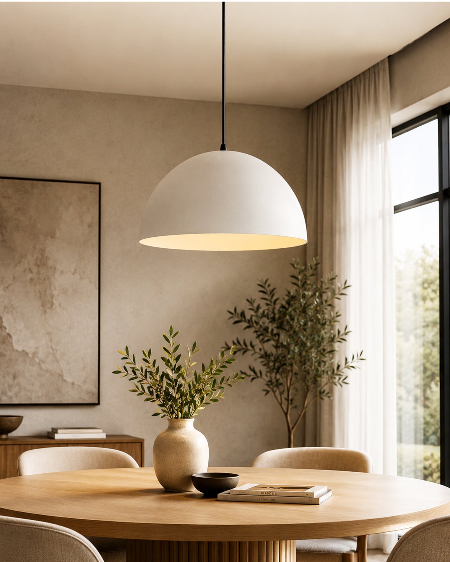 Metallic White Pendant Hanging Light, Hanging Lamp 14", Industrial E27 lamp