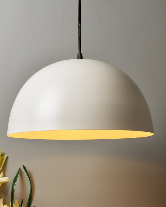Metallic White Pendant Hanging Light, Hanging Lamp 14", Industrial E27 lamp
