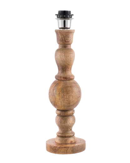 Hand Turned Wood Bubble Bedside Table Lamp, Cone Shade