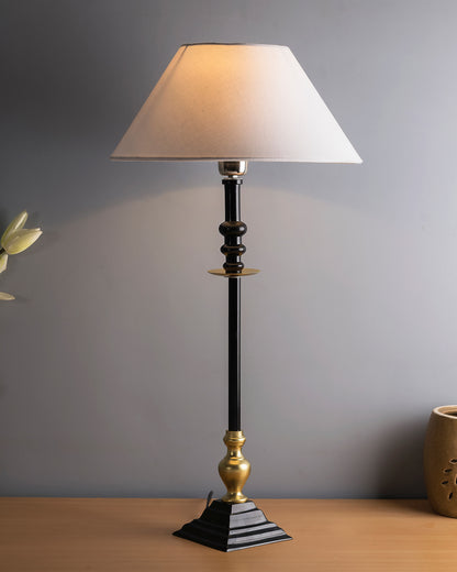 Classic Imperial Black Golden Riveria Table Lamp, Cone Shade