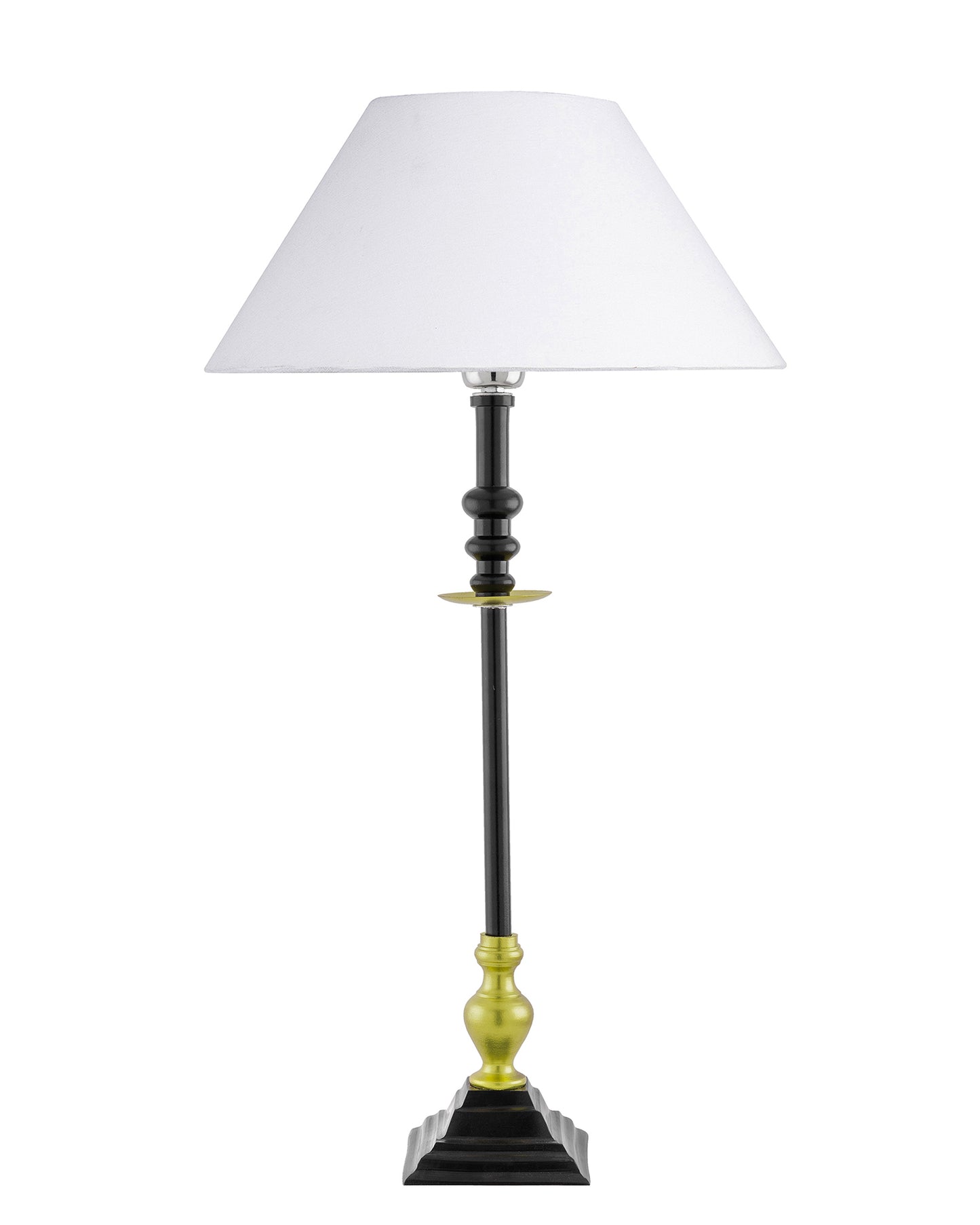 Classic Imperial Black Golden Riveria Table Lamp, Cone Shade
