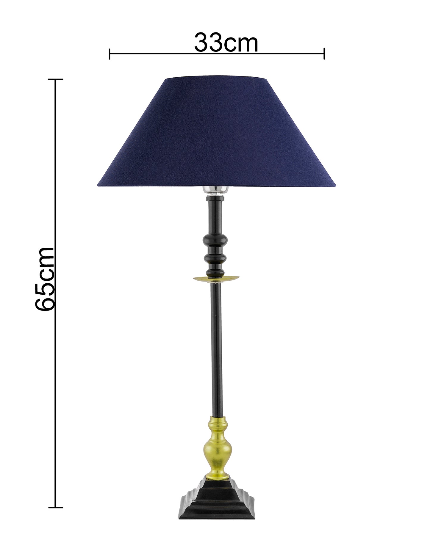 Classic Imperial Black Golden Riveria Table Lamp, Cone Shade